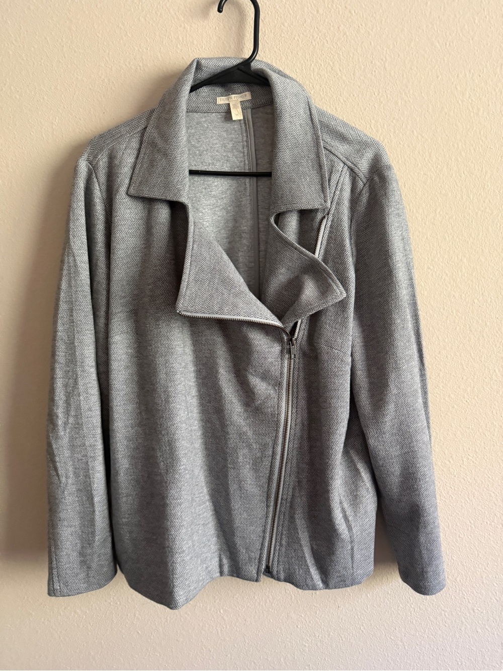 Eileen Fisher Heather Gray Asymmetrical Zip Jacket